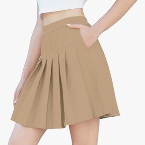 Tan Pleated Skirt